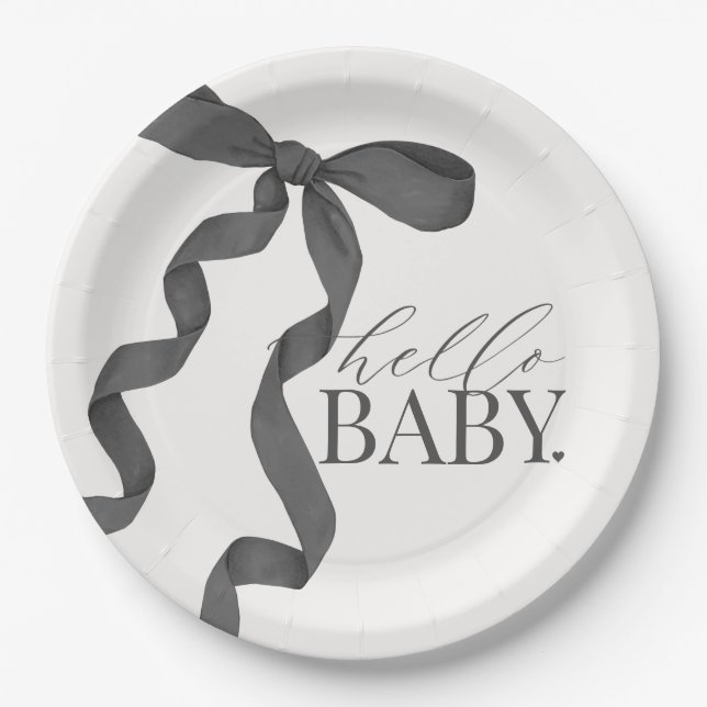 Black Coquette Bow Girl Baby Dusche Dekoration Pappteller (Vorderseite)