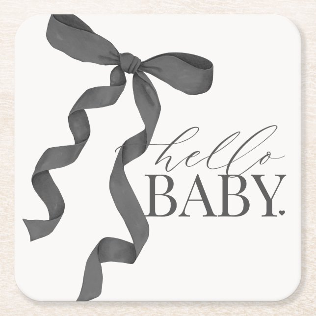 Black Coquette Bow Girl Baby Dusche Dekoration Rechteckiger Pappuntersetzer (Vorderseite)