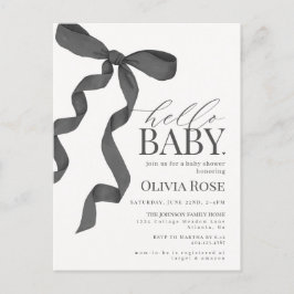 Black Coquette Bow Girl Baby Dusche laden ein Postkarte