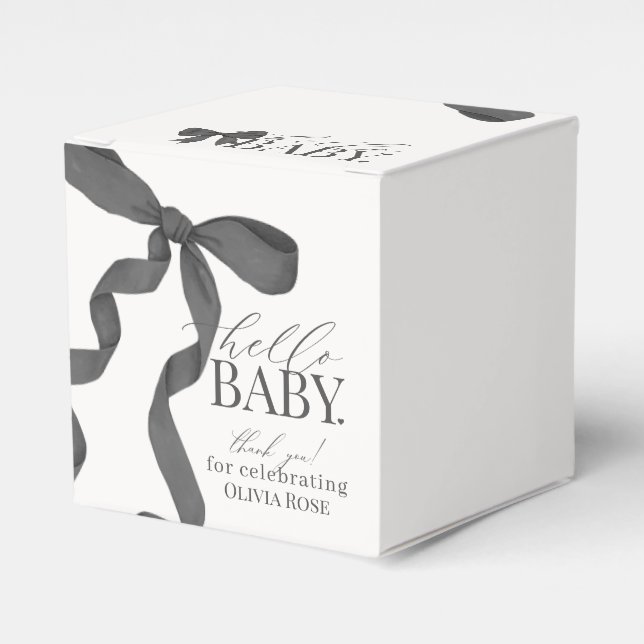 Black Coquette Bow Girl Babydusche Geschenk Geschenkschachtel (Vorderseite)