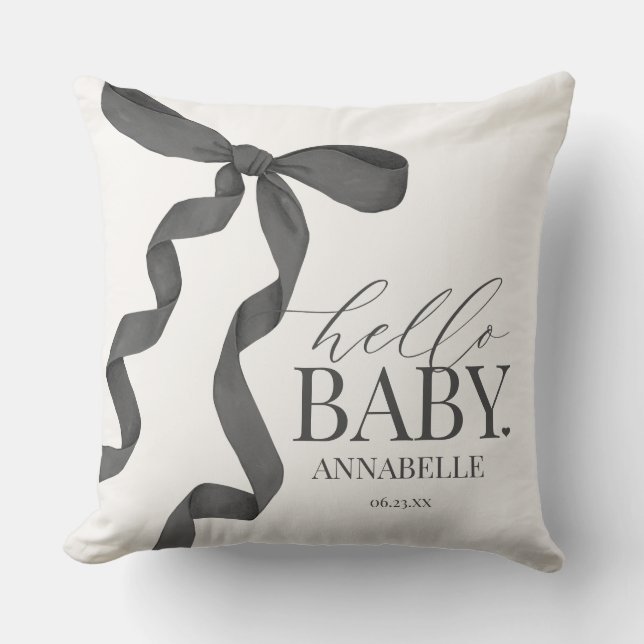 Black Coquette Bow Girl Babydusche Geschenk Kissen (Vorderseite)