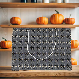 Black Coquette Bows auf Graue Halloween-Geschenkta Große Geschenktüte