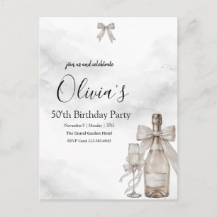Black Coquette Minimalist Elegant 50. Geburtstag Feiertagspostkarte