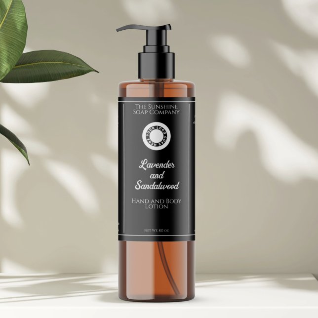 Black cosmetics bottle label with logo (Von Creator hochgeladen)