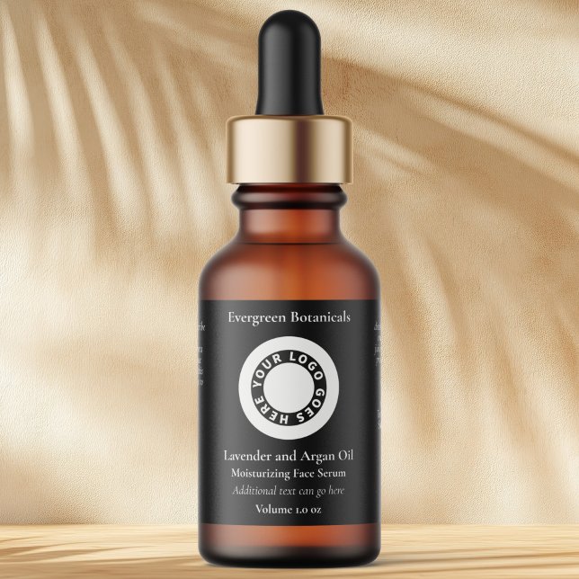 Black cosmetics dropper bottle label with logo adressaufkleber (Von Creator hochgeladen)