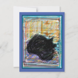 Black Cosy Cat Schlafen im Bett Postkarte