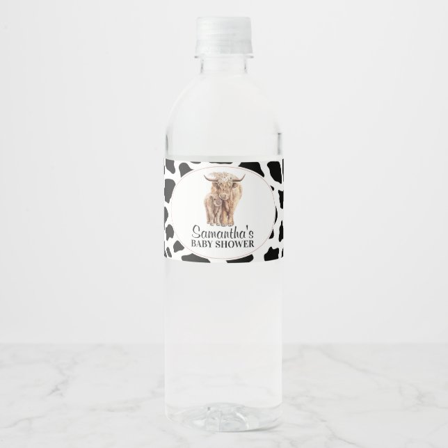 Black Cow Print Highland Kuh Calf Baby Dusche (Vorderseite)