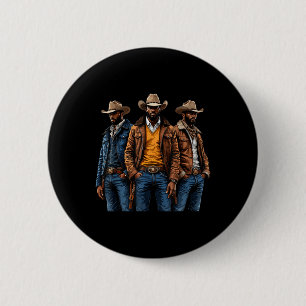 Black Cowboy Melanin American Western Rode Button