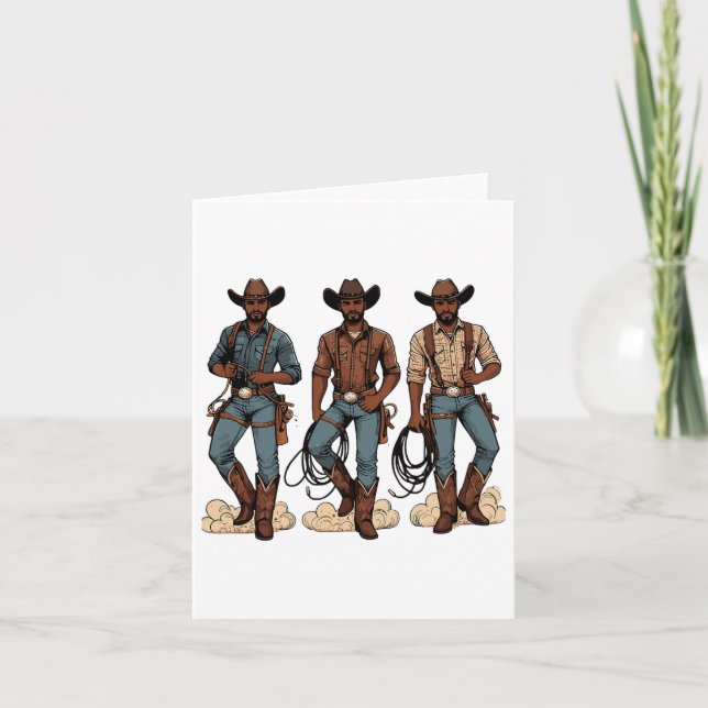 Black Cowboy Western Rodeo Melanin Black History T Karte (Vorderseite)