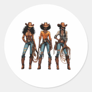 Black Cowgirl Juneteenth Western Rodeo Melanin Tex Runder Aufkleber