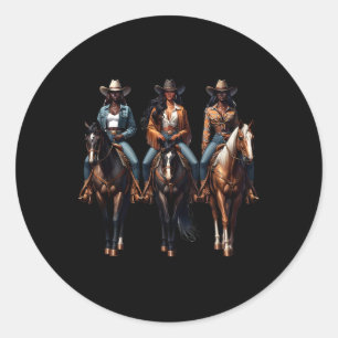Black Cowgirl Western Rodeo Melanin Black History Runder Aufkleber