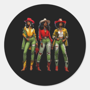 Black Cowgirl Western Rodeo Melanin Black History Runder Aufkleber