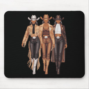 Black Cowgirl Western T-Shirt Rodeo Country Women Mousepad
