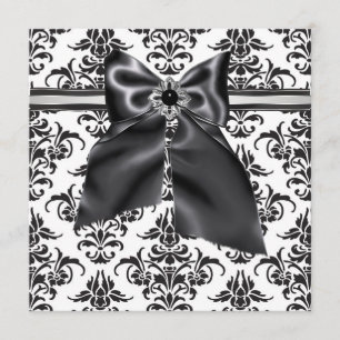 Black Cravate Party Black Damask Party Invitation