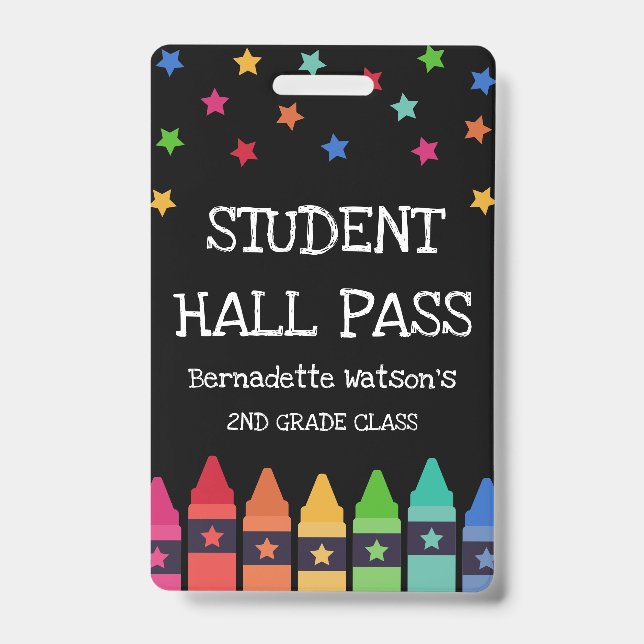 Black Crayons & Stars farbenfrohe Student Hall Pas Ausweis (Vorderseite)