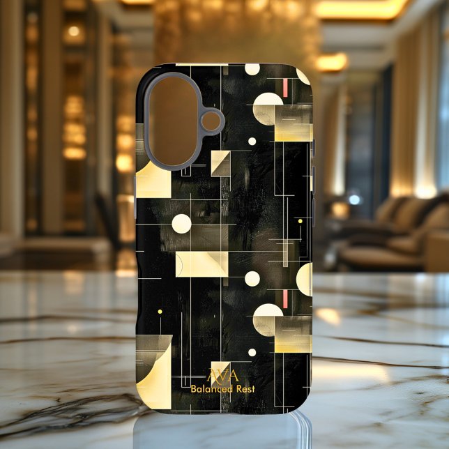 Black & Cream Balanced Geometric Art Phone Case (Von Creator hochgeladen)