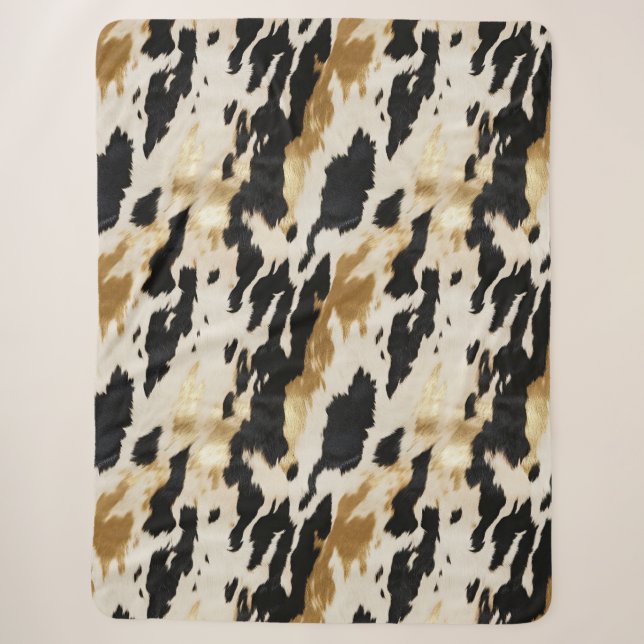 Black Cream Gold Südwest Cowhide Sherpadecke (Vorderseite)
