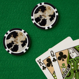 Black Cream Gold Western Cowhide Pokerchips