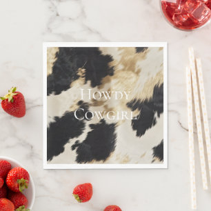 Black Cream Gold Western Cowhide Serviette