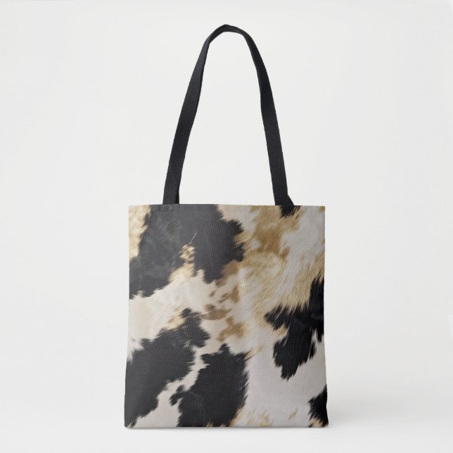 Black Cream Gold Western Cowhide Tasche (Vorderseite)