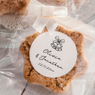 Black Cream Hand Drawn Quirky Wedding Runder Aufkleber