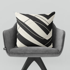 Black Cream Modern Simple Square Kissen