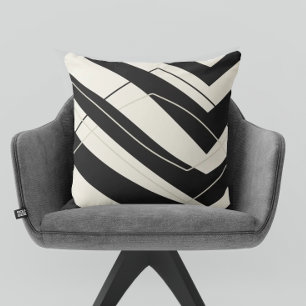 Black Cream Modern Simple Square Kissen