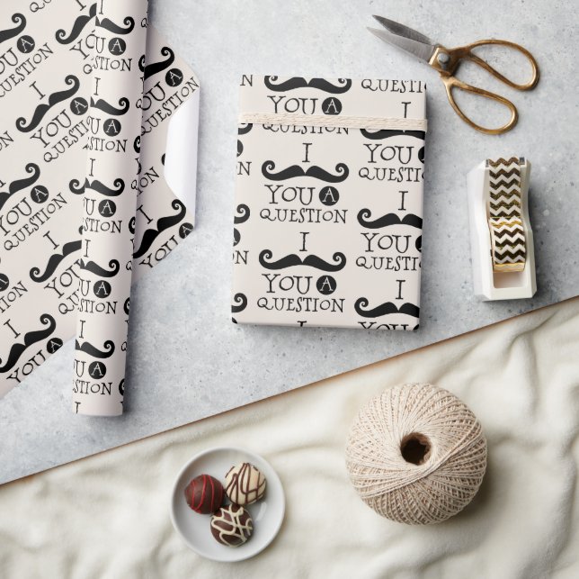 Black Cream Mustache Spaß Geschenkpapier (Kunsthandwerk)