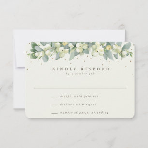 Black/Cream Snowberry+Eukalyptus Garland Wedding RSVP Karte