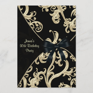 Black Cream Swirl 30e Anniversaire Fête Invitation