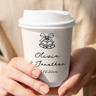 Black & Cream Whimsical Hand Drawn Wedding Coffee Pappbecher