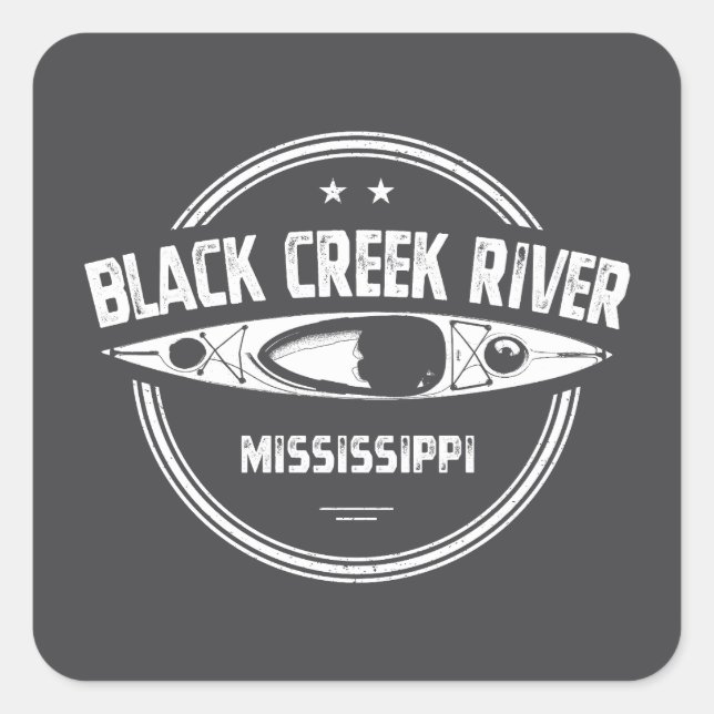 Black Creek River Mississippi Kayaking Quadratischer Aufkleber (Vorderseite)