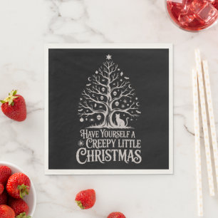 Black Creepy Gothic Weihnachtsbaum Serviette