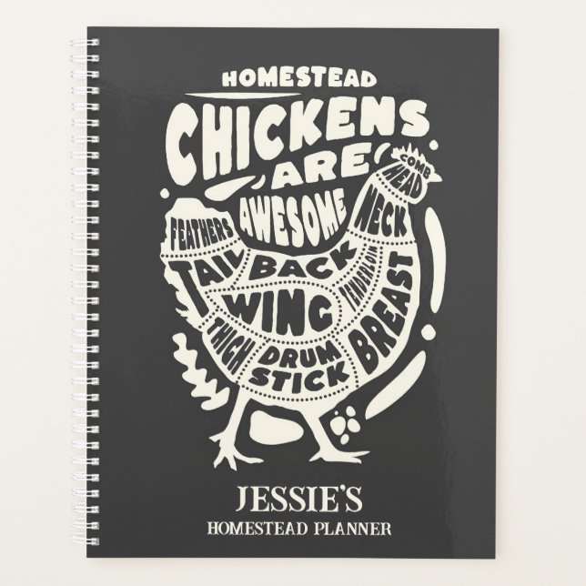 Black Creme Hühnchen Art Personalisiertes Haus Planer (Vorderseite)