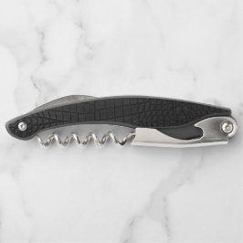 Black Crocodile Leather Print Kellnermesser