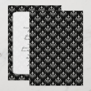 Black Cronier Damask Wedelmenü Menükarte
