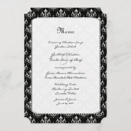 Black Cronier Damask Wedelmenü Menükarte