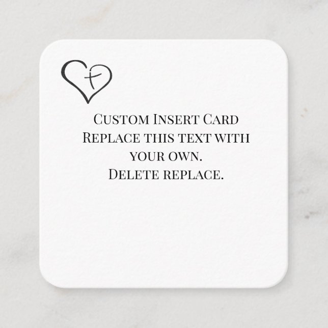 Black Crossed Heart Religious Details Card Begleitkarte (Vorderseite)