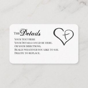 Black Crossed Heart Religious Details Card Begleitkarte
