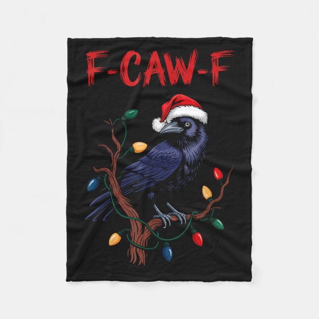 Black Crow, F-caw-f Meme Black Bird With Santa Hat Fleecedecke (Vorderseite)