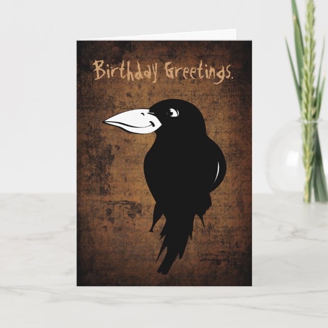 Black Crow Happy Birthday Karte (Vorderseite)
