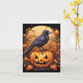 Black Crow Happy Halloween Karte