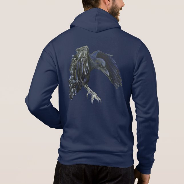 Black Crow Master of Time Illustration Navy Blue Hoodie (Rückseite)