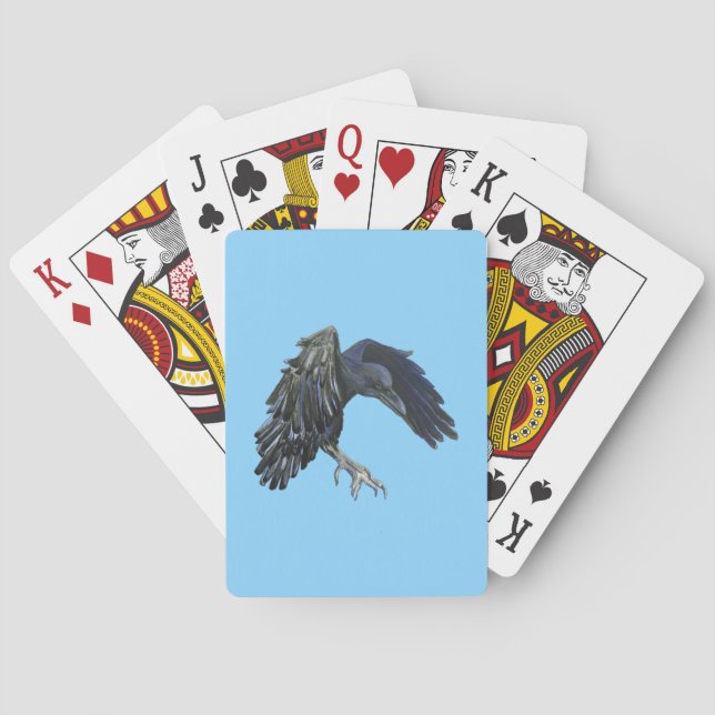 Black Crow Master of Time Illustration Sky Blue Spielkarten (Rückseite)