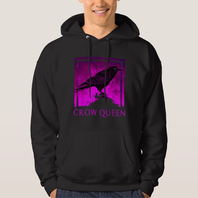 Black Crow Queen Bird Watching Idea Raven Crows Hoodie (Vorderseite)