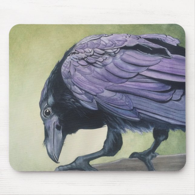 Black Crow Raven Mouse Pad Original Wasserfarbe Mousepad (Vorne)