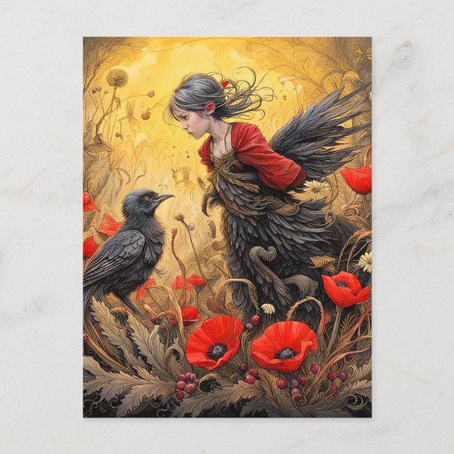 Black Crow Transforming Designers Art Postkarte (Vorderseite)