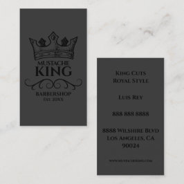Black Crown King Mustache Barbershop Business Card Visitenkarte