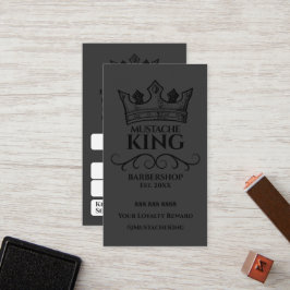 Black Crown King Mustache Barbershop Rewards Treuekarte