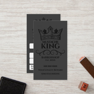 Black Crown King Mustache Barbershop Rewards Treuekarte